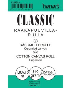 Classic Raakapuuvillarulla Cotton Duck 340g 1,83x10m pohjustamaton