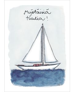 Postikortti Sari's Artwork - Myötäisiä tuulia!, Purjevene