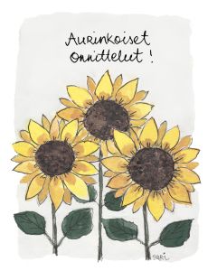2-osainen kortti Sari's Artwork - Auringonkukat, aurinkoiset onnittelut