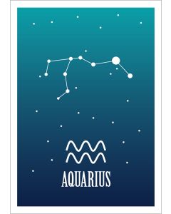 Kohopainettu postikortti Zodiac Signs - Aquarius / Vesimies