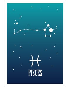 Kohopainettu postikortti Zodiac Signs - Pisces / Kalat