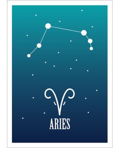 Kohopainettu postikortti Zodiac Signs - Aries / Oinas