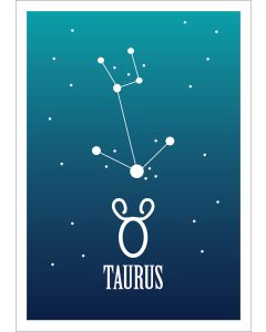 Kohopainettu postikortti Zodiac Signs - Taurus / Härkä