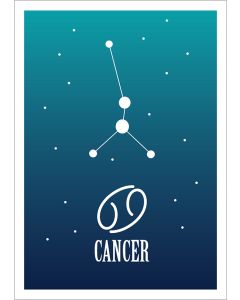Kohopainettu postikortti Zodiac Signs - Cancer / Rapu
