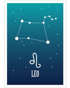 Kohopainettu postikortti Zodiac Signs - Leo / Leijona