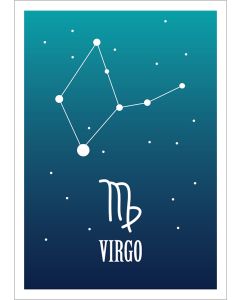 Kohopainettu postikortti Zodiac Signs - Virgo / Neitsyt