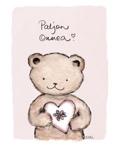 2-osainen kortti Sari's Artwork - Nalle, Paljon onnea!