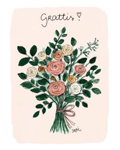 2-osainen kortti Sari's Artwork - Kukkakimppu, Grattis!