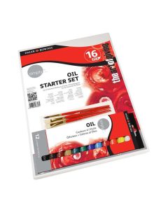 DR Simply Oil Colour Starter Set 16 pcs, Sis. öljyvärit 12x12ml, pinkopohjan sekä 3 sivelli