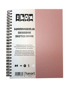 ILOX Kierreluonnoskirja A4 120g(86) vanha roosa, mikroperforointi