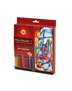 KOH Polycolor värikynät 72 kpl kartonkirasia, Sis myös 3 lyijykynää HB, 4B ja 8B sekä 2 teroitin