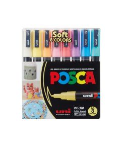 UNI POSCA Marker 8 kpl PC-3M 0,9-1,3mm pastellivär