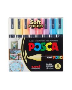 UNI POSCA Marker 8 kpl PC-5M 1,8-2,5mm pastellivär
