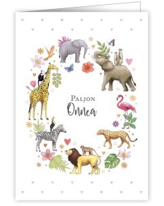 2-osainen kortti Quire - Villieläimet "Paljon onnea"