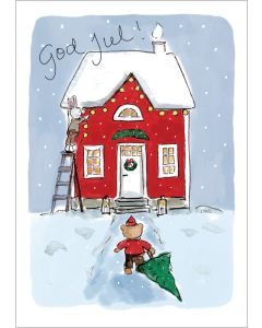Postikortti joulu Sari's Artwork - Joulutalo, God jul!