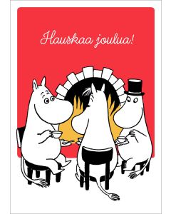 Kohopainettu postikortti joulu Muumi - Takka, hauskaa joulua!