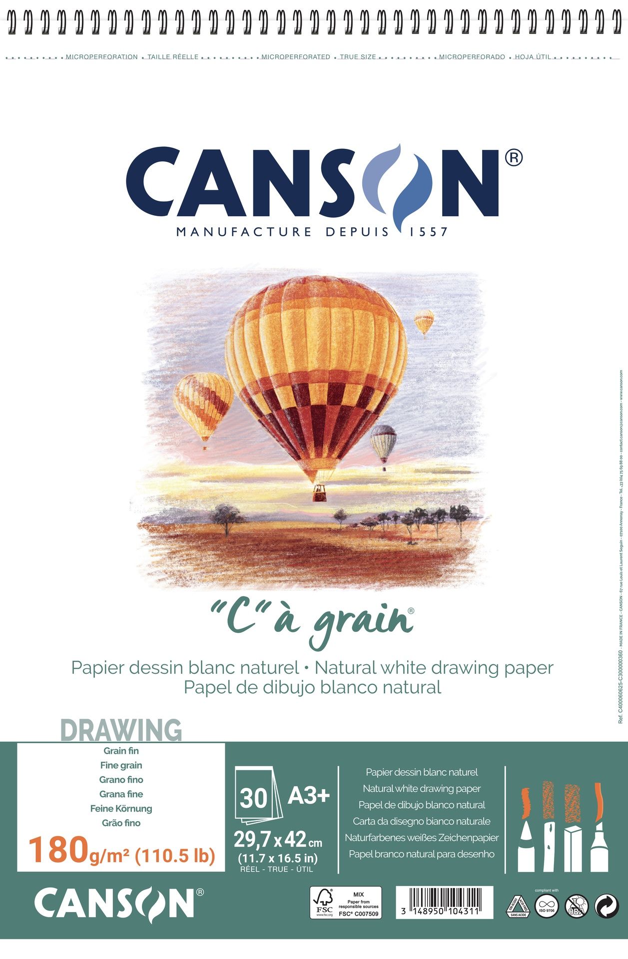 T Canson C Á grain FG A3+ 180G Spiral 30 SH