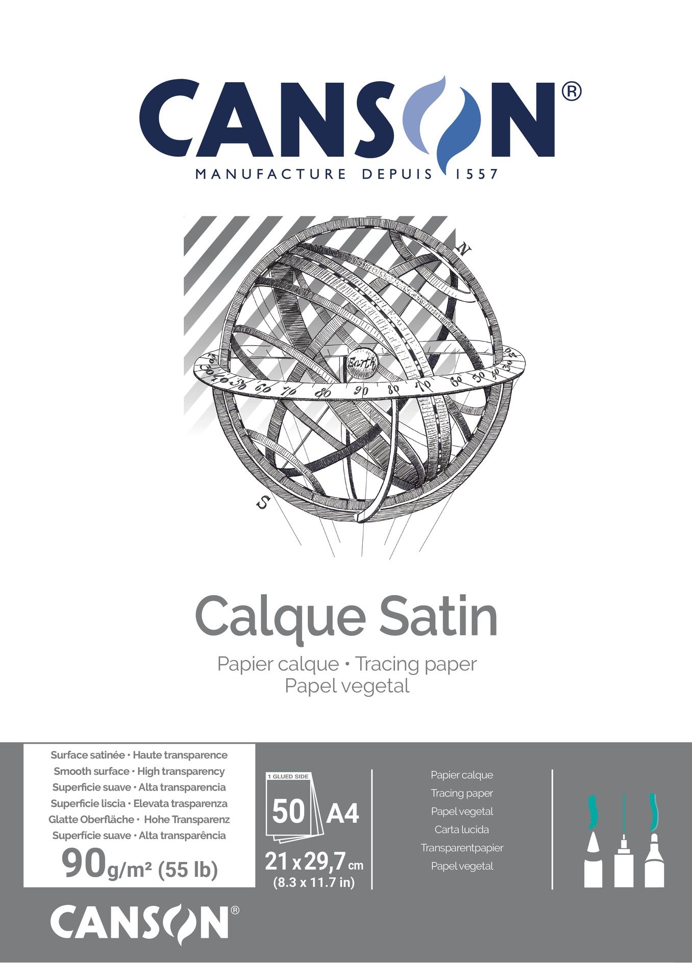T Canson Calque Satin Paper Pad A4 90G 50 SH