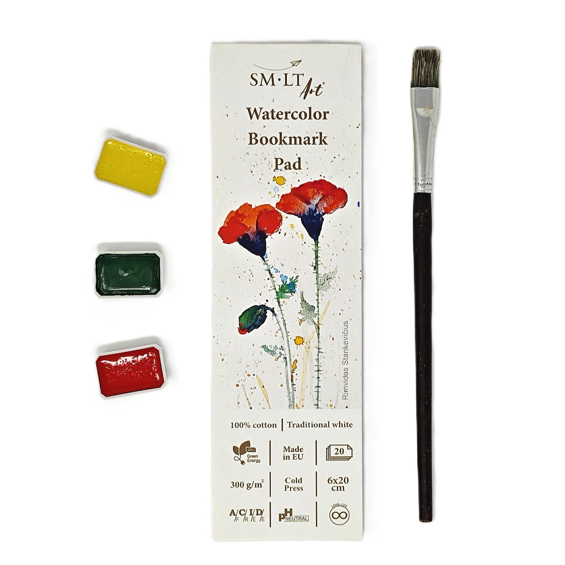 SMLT Watercolor Art kirjanmerkki 6x20cm 300g 20 lehteä