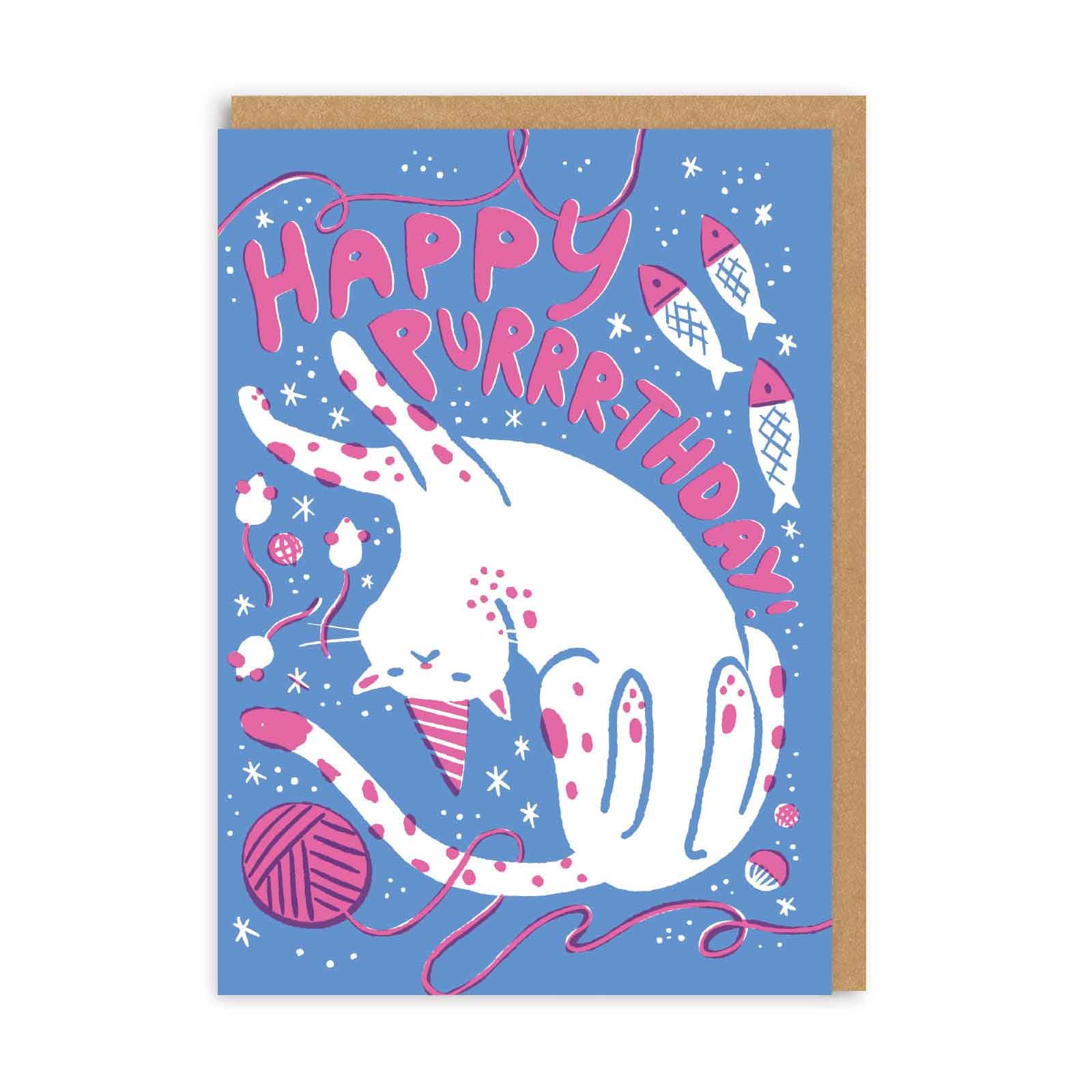 2-osainen kortti Ohh Deer - Happy Burrr-thday! Kissa