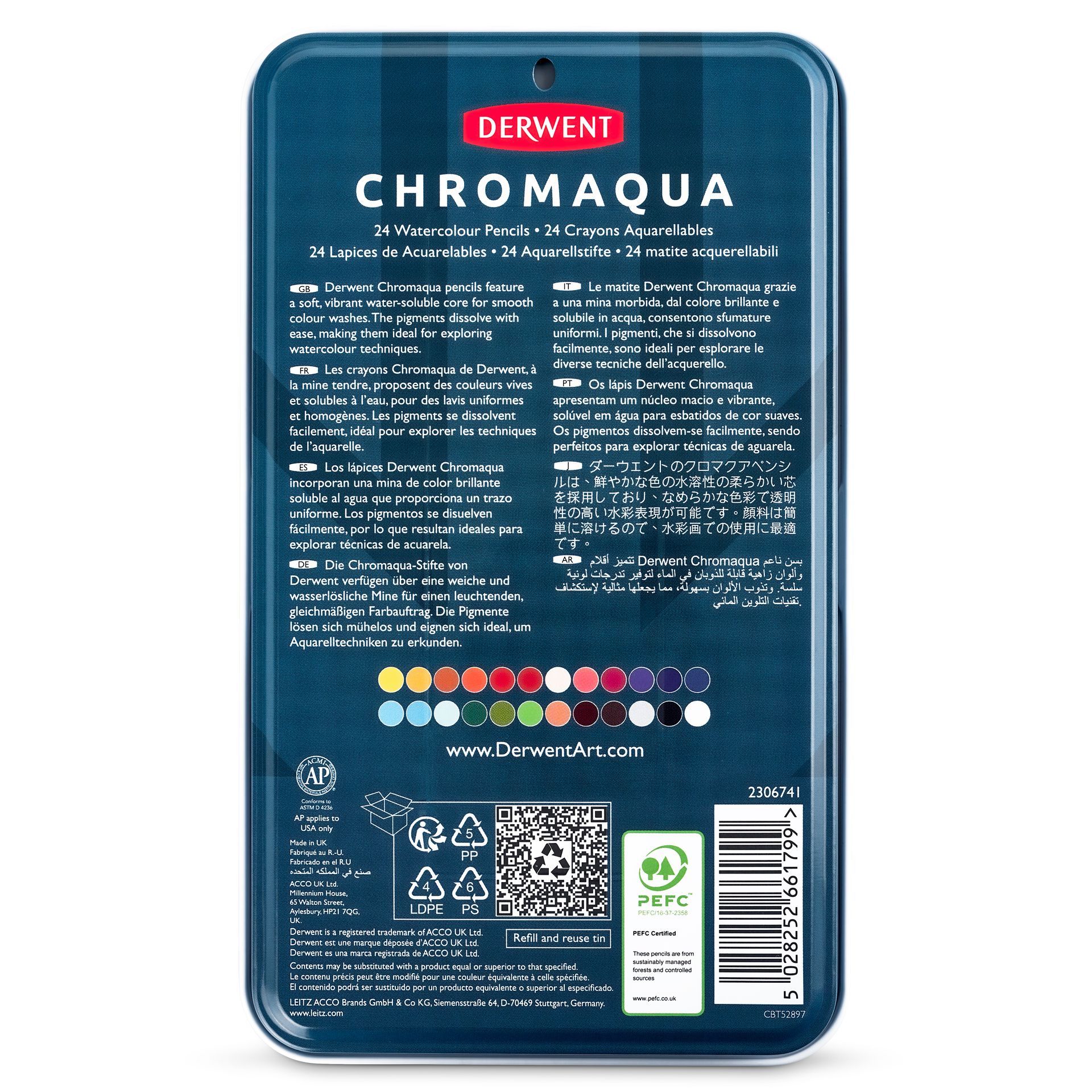 Derwent Chromaqua 24 akvarellivärikynälajitelma