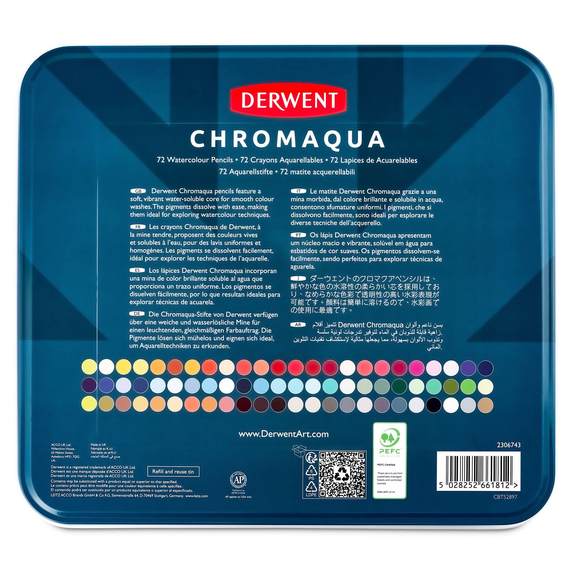 Derwent Chromaqua 72 akvarellivärikynälajitelma