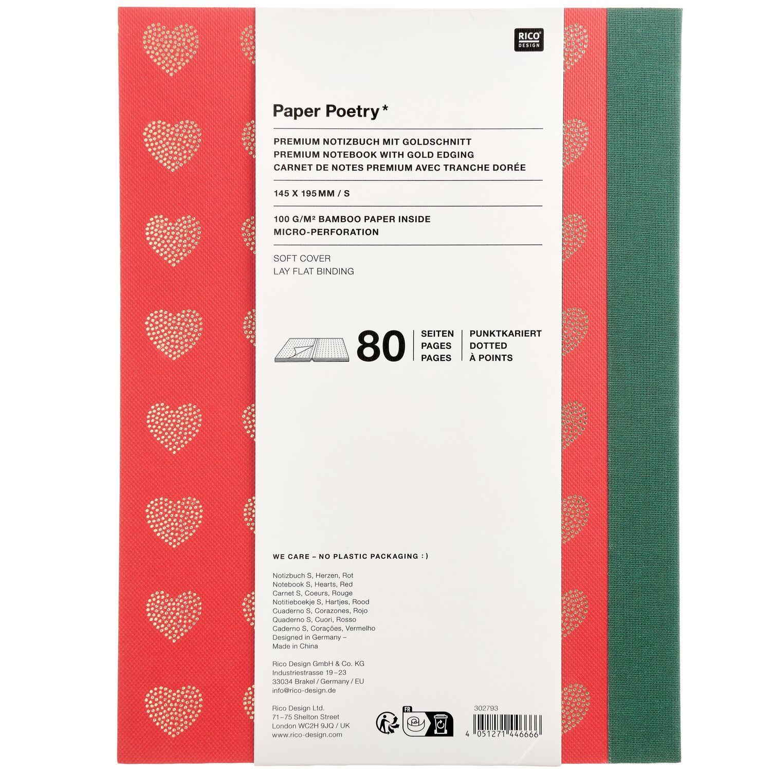 Pistemuistikirja Rico Design - Hearts red S