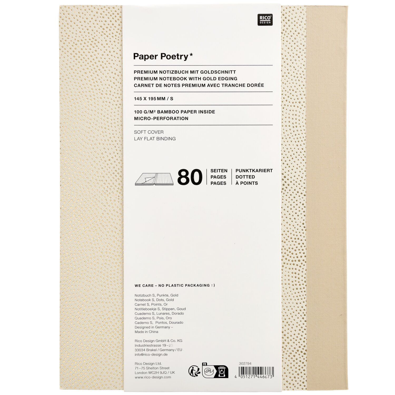 Pistemuistikirja Rico Design - Dots gold S