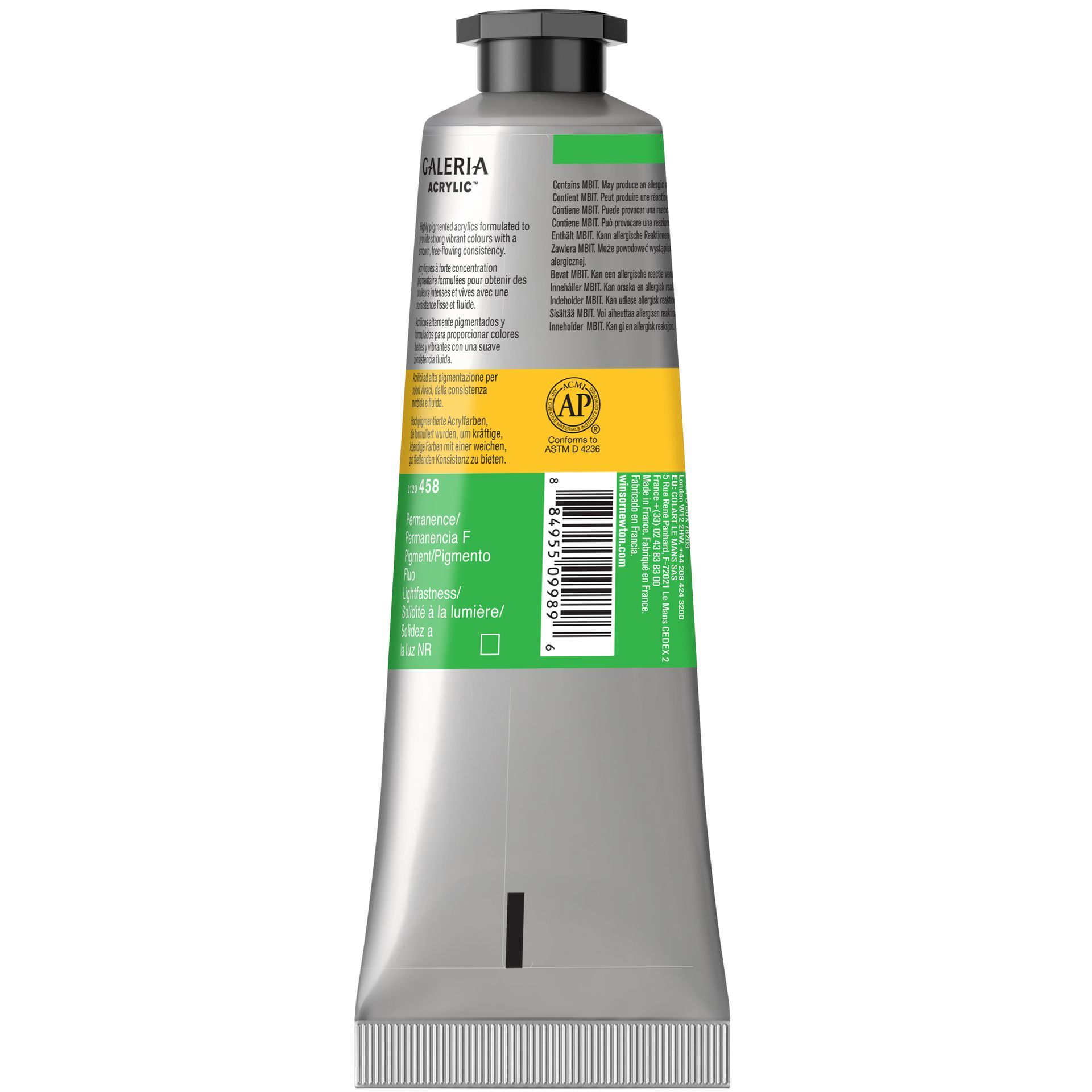 W&N Galeria W0458 60ml Fluo Green akryyliväri