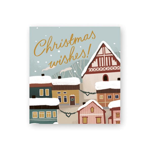 Pakettikortti joulu Putinki Sandberg - "Christmas wishes!" kirkko
