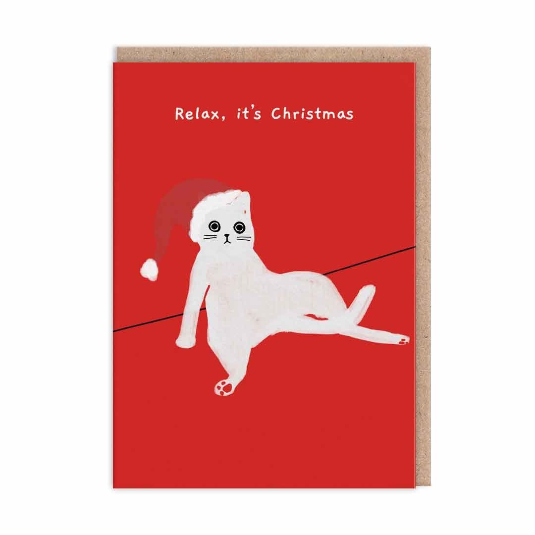 2-osainen joulukortti Ohh Deer - Relax, it's Christmas