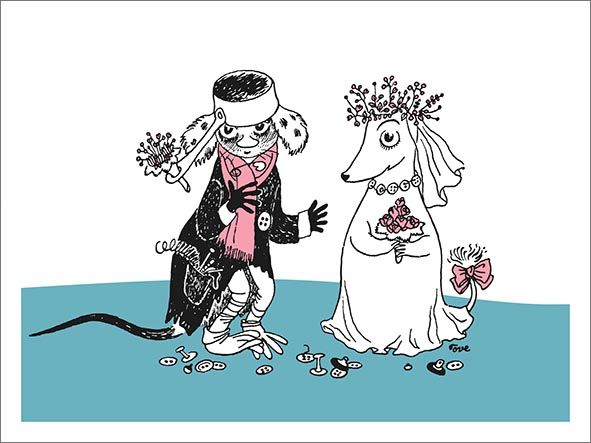 2-osainen kohopainokortti Muumi - Häät