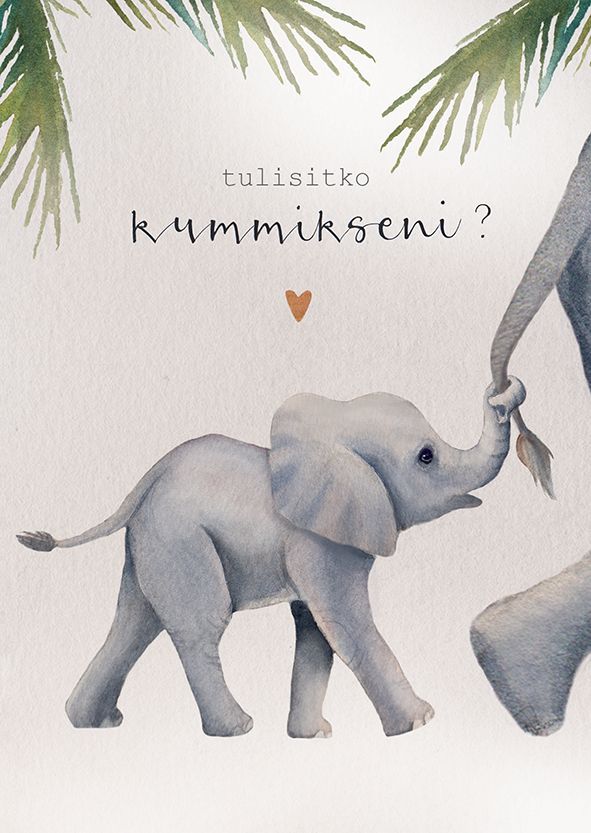2-osainen kortti Henna Adel - Tulisitko kummiksi, norsut