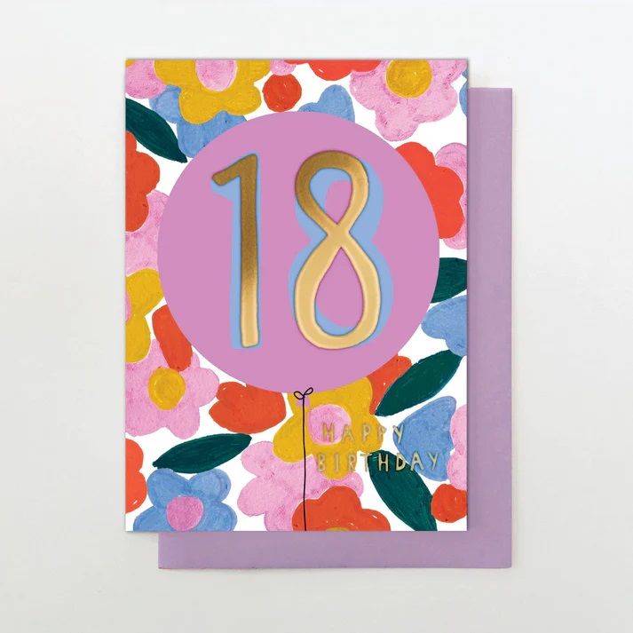 2-osainen kortti Stop the Clock - 18 Happy Birthday, ilmapallo