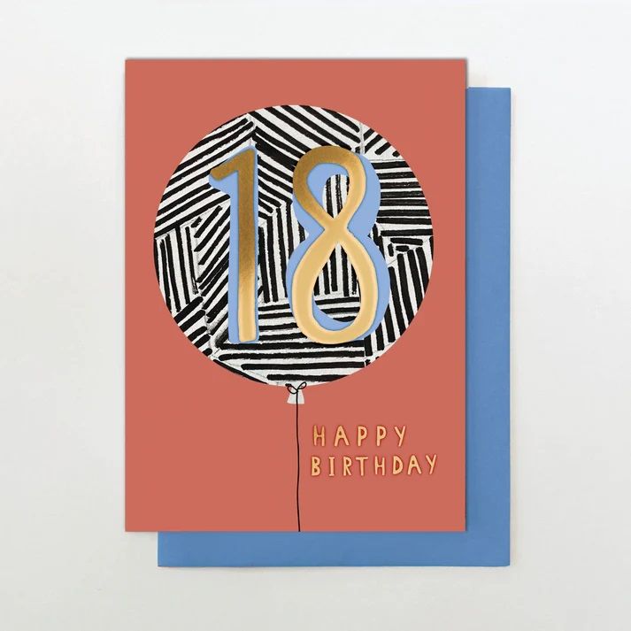 2-osainen kortti Stop the Clock - 18 Happy Birthday, ilmapallo