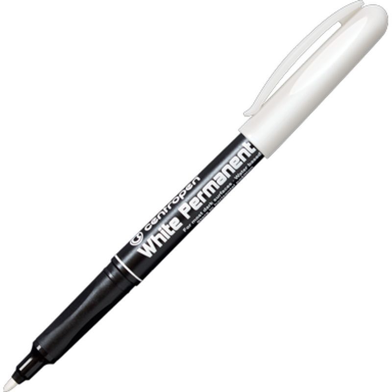 Centropen White Permanent Marker 2,5-1,2mm, pyöreäkärki valonkestävä, happovapaa 2686