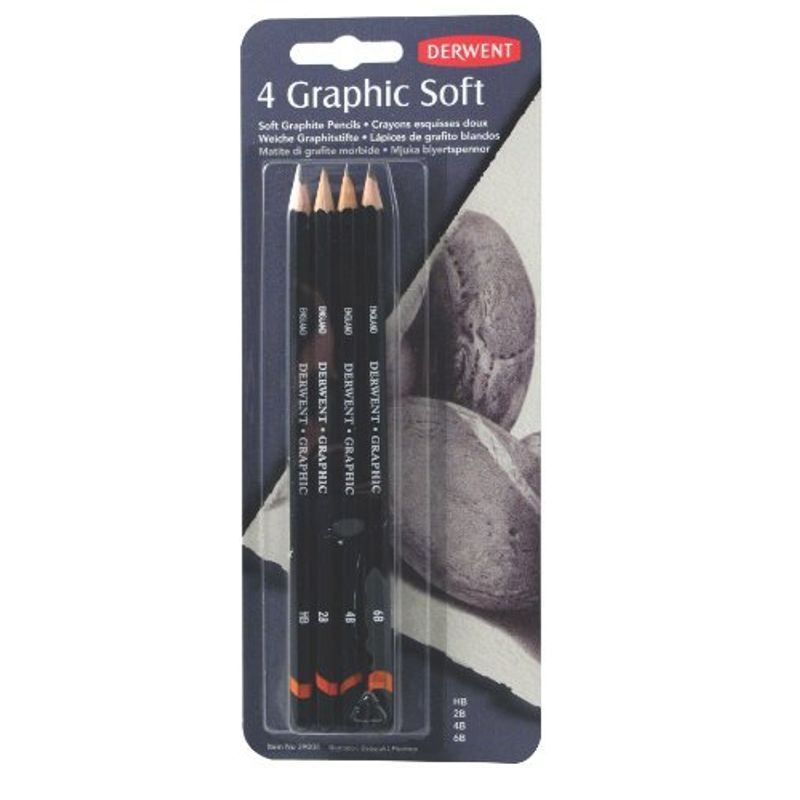 Derwent Graphic Soft 4, HB, 2B, 4B, 6B, lyijykynä blisteri