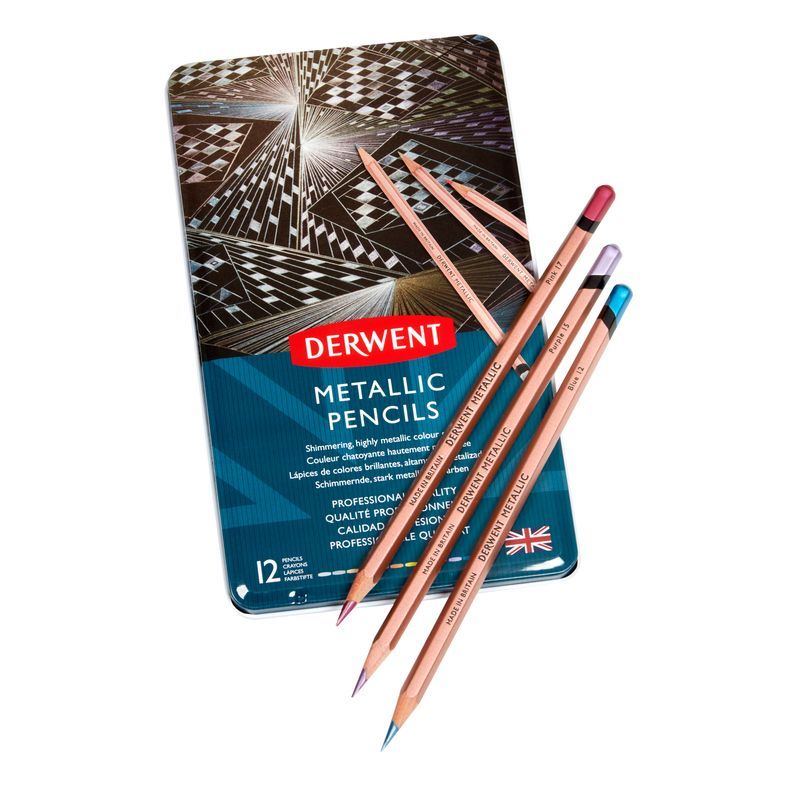 Derwent Metallic 12 värikynälajitelma