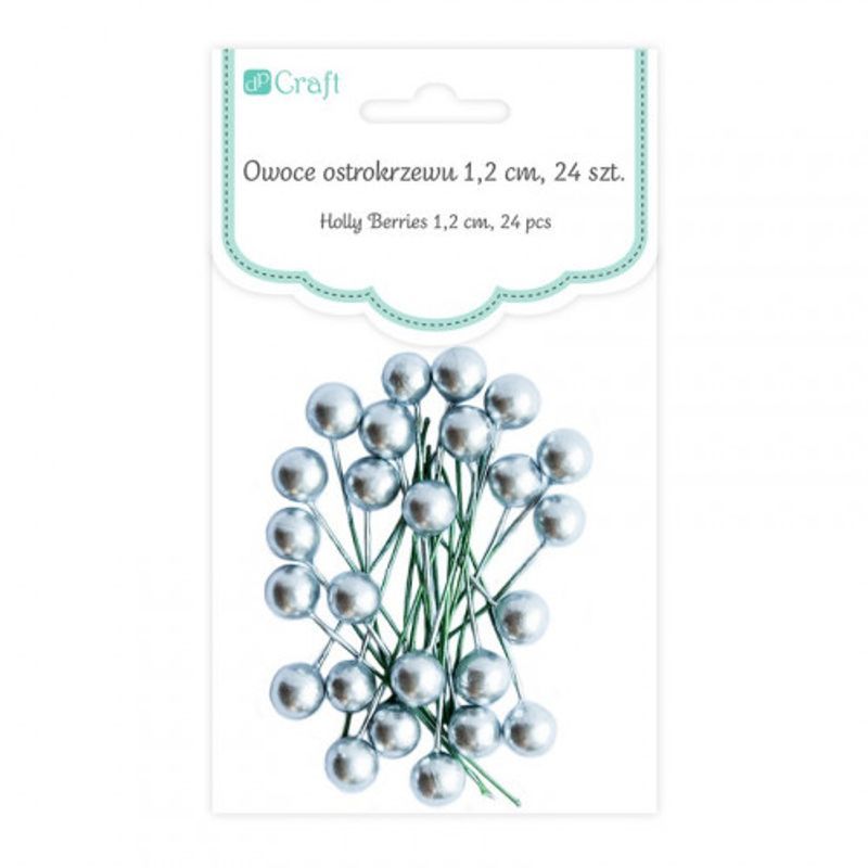 DPC hopeanväriset marjat 1,2cm 24kpl