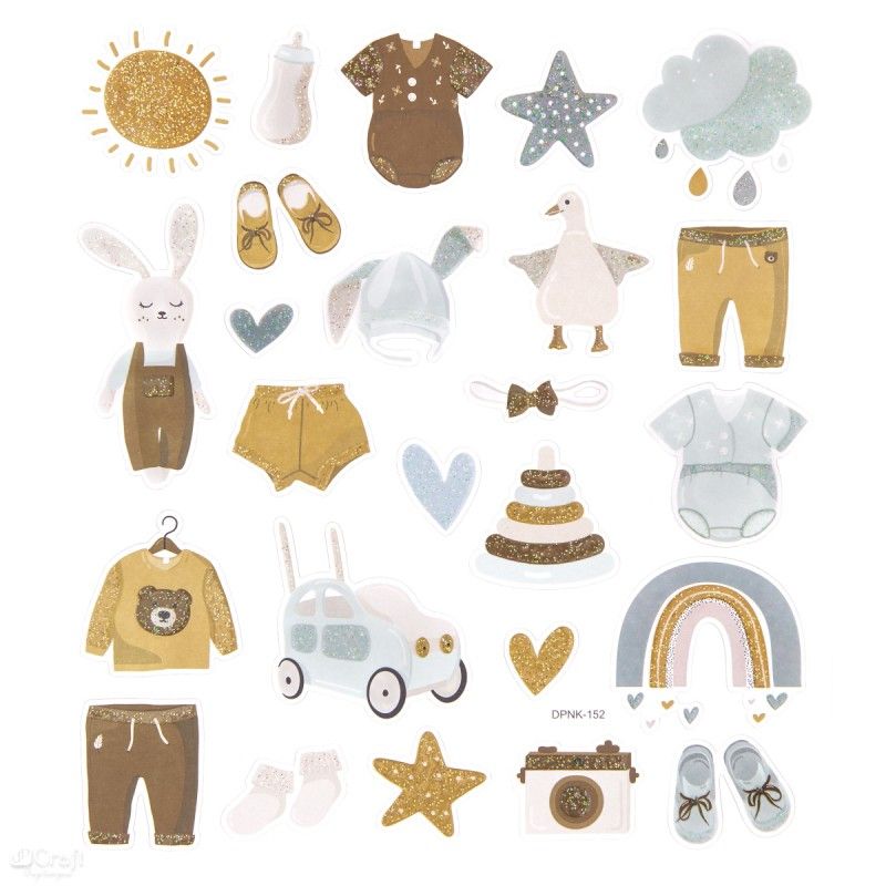 DPC tarra-arkki 15x17cm BABY BOY 25 kpl glitter