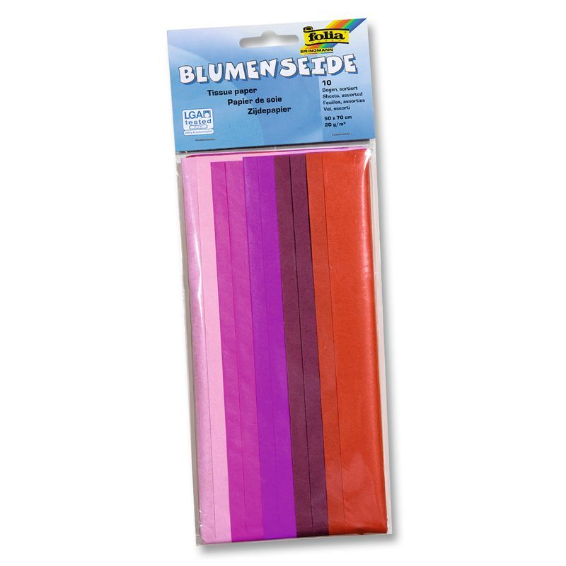 FOLIA Silkkipaperi 50x70cm 20g 10 ark pun lajitelm