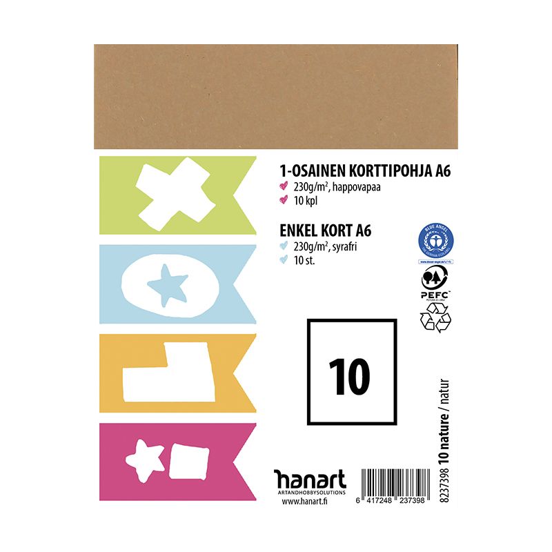 ILOX 1-os kortti 10kpl A6 220g nature