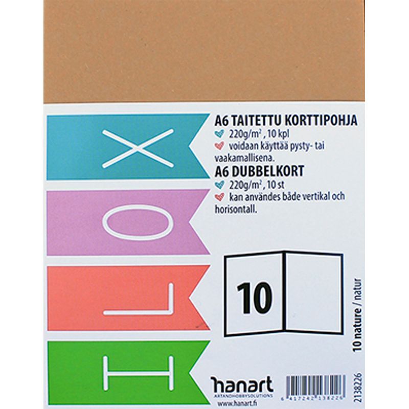 ILOX 2-os kortti A6 10kpl 220g 10 Nature