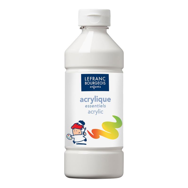 LB Acrylic 500ml 001 White, matta, matta akryyliväri