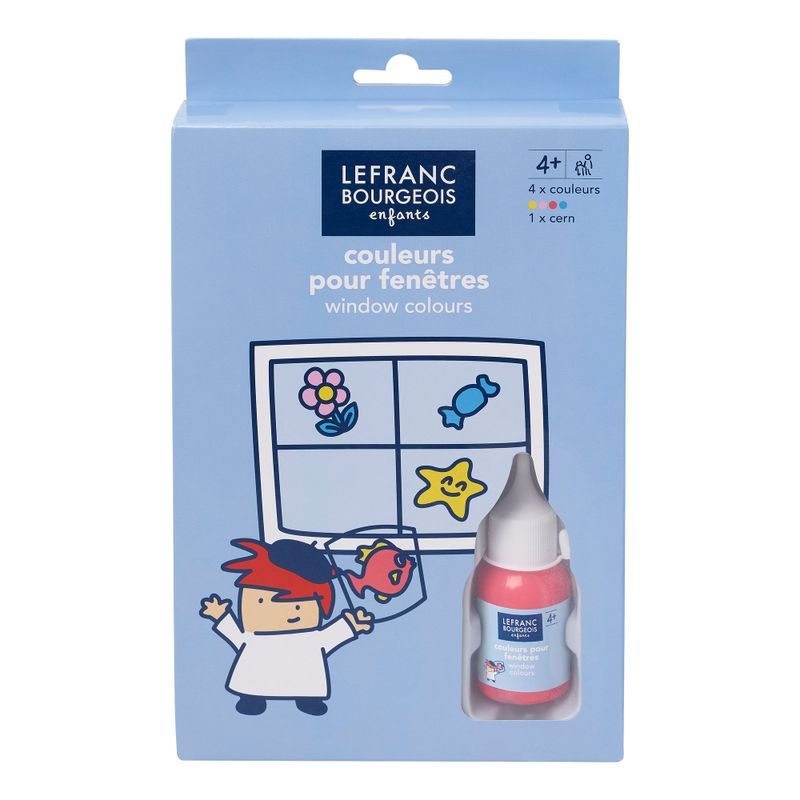 LB Ikkuna kalvoväri 4x35ml+1x60ml, kulta rajausväri + 20kpl aiheita
