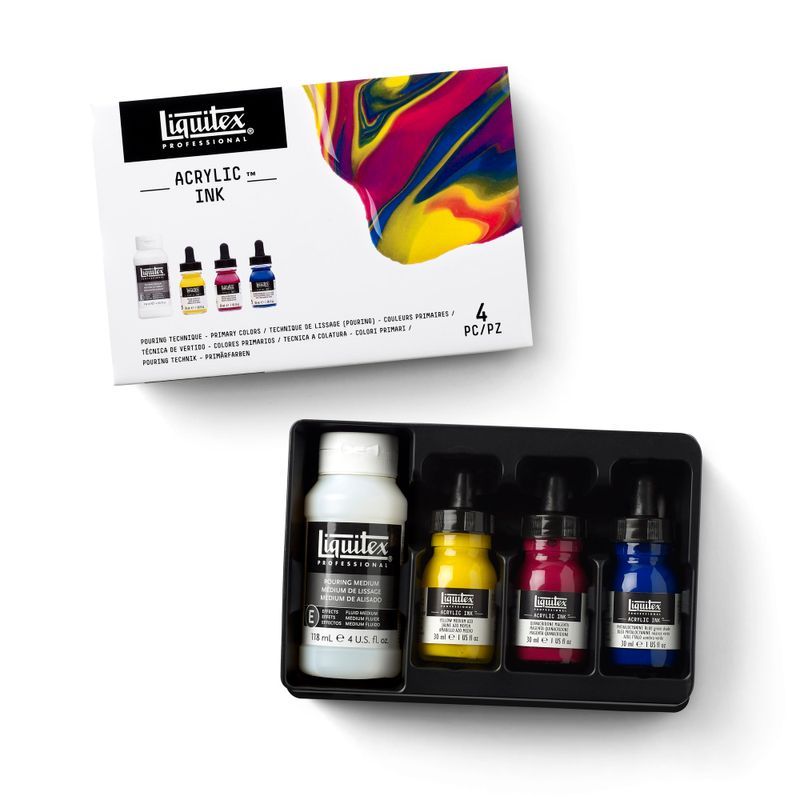 Liquitex Acrylic Pouring Set Primary colours, 3x30ml musteet ja 237ml pouring medium