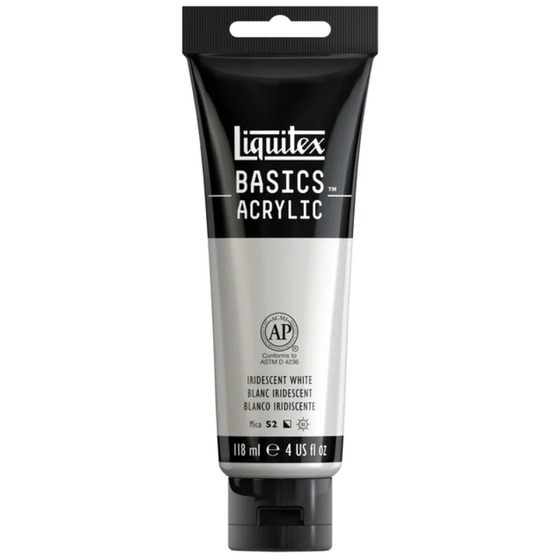 Liquitex Basics 118ml 238 Iridescent White, akryyliväri, metallihohto x