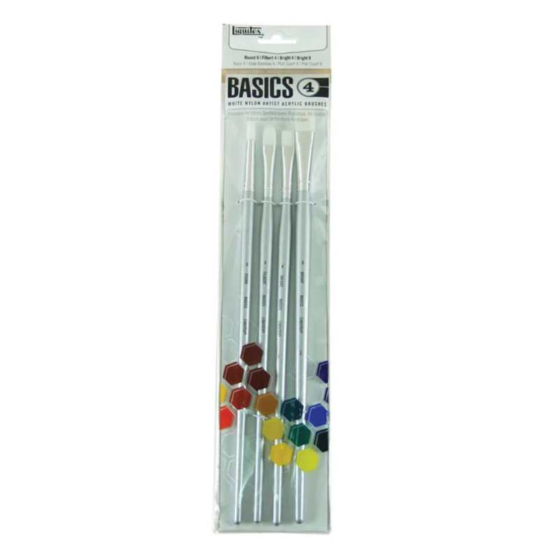 Liquitex Basic sivellinsetti 4 kpl keinokuitu, pitkä varsi p: 6 lyhl: 4, 8 f: 4
