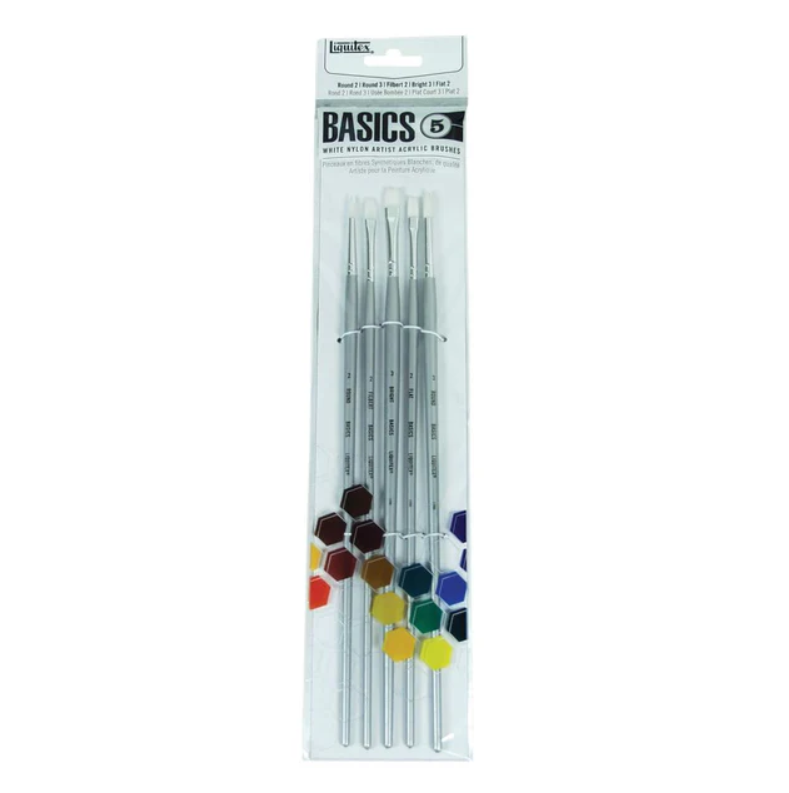 Liquitex Basic sivellinsetti 5 kpl keinokuitu, pitkä varsi p: 2, 3 l: 2 lyhl: 3 f: 2