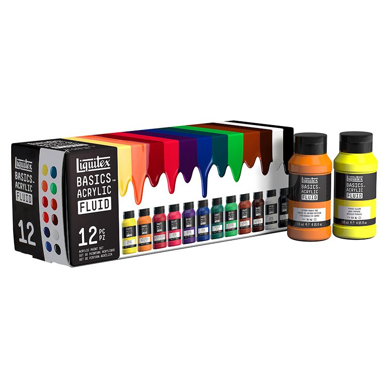 LQX Basics Fluid set 12x118ml, juokseva akryyliväri